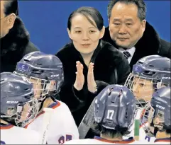  ??  ?? All according to plan: Kim Yo-jong with North Korea’s hockey team.