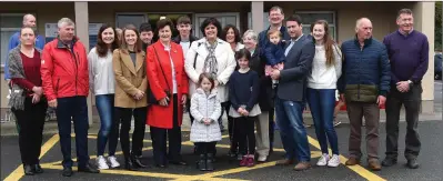  ??  ?? Margaret Moriarty (fourth from left) who unveiled a plaque in memory of the late Michael Moriarty at the dedication of the new extension to Beaufort GAA Clubhouse in his name, with Mary Ann, Deirdre and Denis Pio Moriarty and family members at Beaufort...