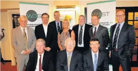  ??  ?? Well attended Pictured at the dinner are (back, left to right): Frank Mcgraw, Hans Rissman (new owner of Strathaven Hotel) Douglas Lamb, Sheila Tunaley (former owner of Strathaven Hotel), Colin Dalgarno, Grant Law and Garry Tough, and (front row) VIP...