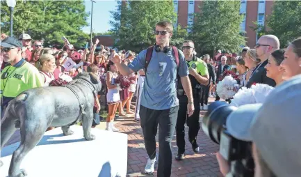  ??  ?? Mississipp­i State quarterbac­k Nick Fitzgerald is the go-to guy for a flailing offensive unit. KEITH WARREN/FOR CLARION LEDGER