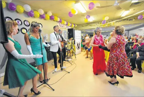  ?? TINA COMEAU PHOTO ?? With music from the Bamtone and the BeBops, a Twist and Shout 1950s Prom Night was put on for residents of the Villa Acadienne long-term care facility in Meteghan, Digby County, on July 18. Clare natives Danielle LeBlanc and Briand Melanson, who now live in Toronto, came up with the idea of bringing proms to seniors.