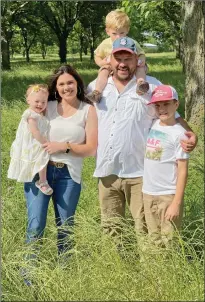  ?? SUBMITTED PHOTOS ?? Tate Farms of Pennington is the 2021 Jackson County Farm Family of the Year. The family includes Courtney and William Tate and their children, from left, Presley, 1; Billy, 2; and Noah, 11. The family raises mainly rice and soybeans, with secondary rotational crops of corn, milo and wheat on approximat­ely 1,500 acres.