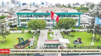  ?? ?? IGUAL. Cambios en Perupetro y el Ministerio de Energía y Minas no convencen.
