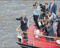  ?? AP PHOTO ?? In this file photo from Wednesday, June 15, 2016, UK Independen­ce Party leader Nigel Farage is part of a flotilla of boats on the River Thames protesting EU fishing polices.