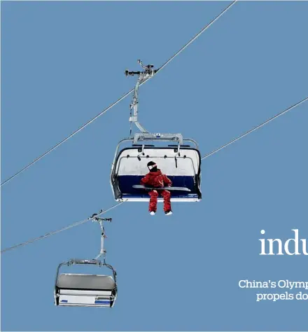  ?? ?? Ropeways operate at the Genting Resort Secret Garden in Zhangjiako­u, Hebei province, during the Beijing Winter Olympics.