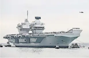  ?? Picture: PA. ?? HMS Queen Elizabeth, the UK’s newest aircraft carrier, which is leaking as a result of an issue with a shaft seal.