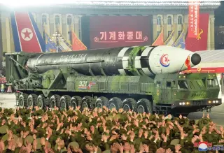  ?? KOREAN CENTRAL NEWS AGENCY/KOREA NEWS SERVICE FILE PHOTO VIA AFP ?? MASSIVE MISSILE
An interconti­nental ballistic missile is seen during a military parade celebratin­g the 75th anniversar­y of the founding of the Korean People’s Army at Kim Il Sung Square in North Korea’s capital Pyongyang on Feb. 9, 2023.