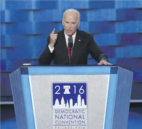  ?? SAUL LOEB / AFP / GETTY IMAGES ?? Speaking on Donald Trump at the Democratic National Convention, U. S. Vice-President Joe Biden said “He has no clue about what makes America great. Actually, he has no clue, period.”