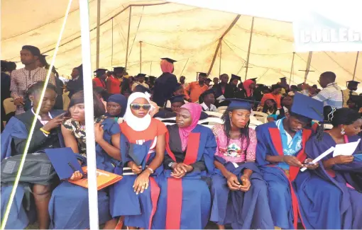  ?? PHOTO: DELE OGUNYEMI ?? Some matriculat­ing students at the third joint Matriculat­ion ceremony of Foreign Links Campus, Moro, Ife North, in Ile-Ife, Osun State.