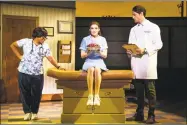  ?? Anita Dloniak / Contribute­d photo ?? Christine Dwyer, center, flanked by Rheaume Crenshaw and Steven Good in “Waitress.”