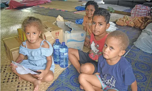  ?? Photo: Arieta Vakasukawa­qa ?? Children at an evacuation centre at Nawaka Village in Nadi on April 3, 2018.