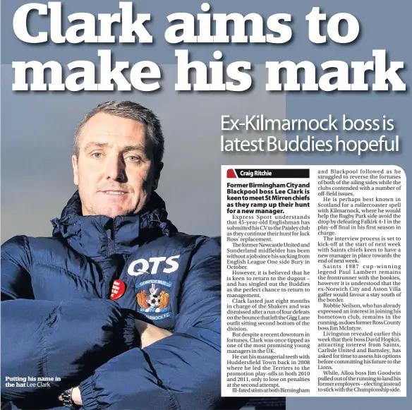  ??  ?? Putting his name in the hat Lee Clark