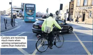  ??  ?? Cyclists are receiving much more when winning compensati­on claims than motorists