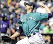  ??  ?? Drew Smyly, acquired in the offseason from the Rays, was expected to be Seattle’s No. 4 starter. But he could miss up to two months with a strained left elbow.