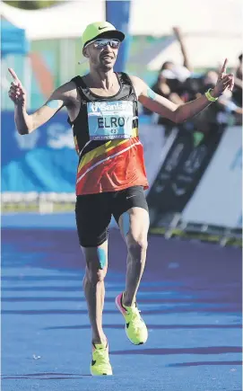 ?? Picture: Backpagepi­x ?? SOLID. Elroy Gelant was the first South African to cross the finish line in fifth position at the Cape Town Marathon yesterday.