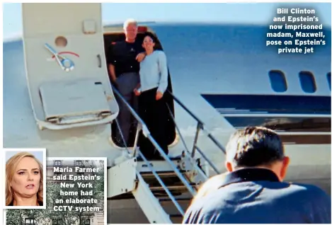  ?? ?? Bill Clinton and Epstein’s now imprisoned madam, Maxwell, pose on Epstein’s private jet