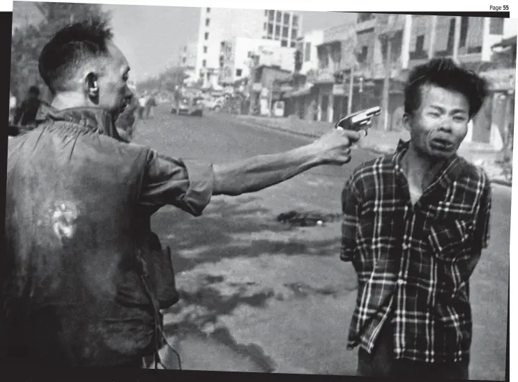  ??  ?? Picture: AP Infamous: The moment Viet Cong officer Nguyen Van Lem was killed, captured on camera by US photograph­er Eddie Adams