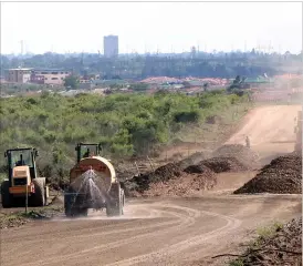  ??  ?? Housing constructi­on continues in Bulawayo. The picture taken yesterday in Woodvale shows land developers servicing an area earmarked for housing. (Picture by Eliah Saushoma)