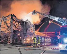  ?? ARCHIVFOTO: BUCHMÜLLER ?? Ein Schaden von rund drei Millionen Euro ist Anfang des Monats bei einem Großbrand auf dem Gelände des Landwirtsc­haftlichen Zentrums BadenWürtt­emberg (LAZBW) in Aulendorf entstanden.