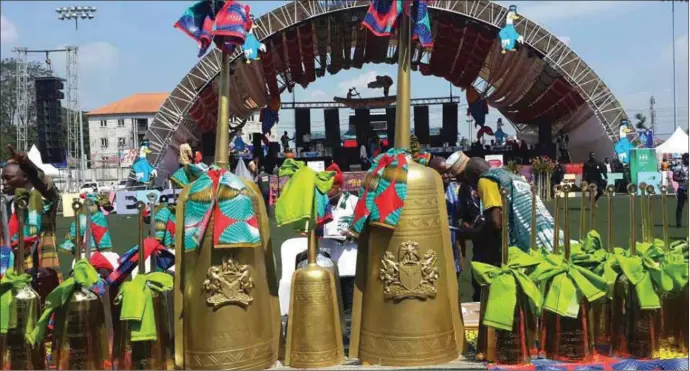  ??  ?? Locally made brass gongs given out to winners of different categories