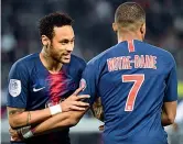  ?? (Afp) ?? Stelle Neymar e Mbappè con la maglia per Notre Dame