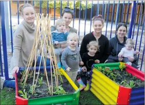  ??  ?? LIFE SKILLS: From left, Horsham College education support officer Jess Walton, Natalie Upton, Mason Smith, Ella Smith, Jemma Elliott, Dehlyla Elliott, Rylee Coustley and Lexie King in the new vegetable garden they created. Picture: KELLY LAIRD