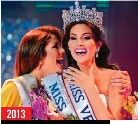  ??  ?? 2013 Gabriela Isler encarnó el concepto de la típica reina venezolana: imponente, de pasarela arrollador­a y muy segura.