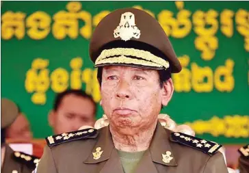  ?? FACEBOOK ?? Defence Minister Tea Banh seen at the inaugurati­on ceremony of military unit 128 on Saturday in Stung Treng province.