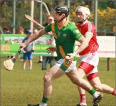  ??  ?? Seán Murphy (Buffers Alley) is tackled by Bertie Gahan.