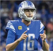  ?? JOEL BISSELL — THE ASSOCIATED PRESS ?? Second-year Detroit Lions quarterbac­k Jared Goff seems to taken a step back since a productive start to the season.