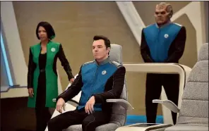  ??  ?? The Orville is a space comedy/drama on Fox that will remind many of the original Star Trek. Only with more laughs. It stars (from left) Penny Johnson Jerald, creator Seth MacFarlane and Peter Macon.