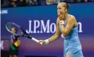  ?? Photograph: Jason Szenes/EPA ?? Shelby Rogers reacts after defeating Ashleigh Barty in their US Open third-round match on Saturday night at Arthur Ashe Stadium.