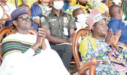  ?? PHOTO: NAN ?? Gov. Mai Mala Buni (L) and Gov. Simon Lalong during the Closing ceremony of the National Festival of Art and Culture (NASFEST) in Jos yesterday