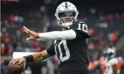  ?? Photograph: Ian Maule/Getty Images ?? The Raiders are expected to release backup quarterbac­k Jimmy Garoppolo next month before an $11.25m roster bonus kicks in.