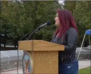  ??  ?? A particular­ly stunning portion of the ceremonies was the performanc­e of the National Anthem by 2019 American Idol finalist Madison VanDenburg of Cohoes, who received many words of praise from veterans following the event.