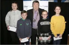  ??  ?? Courtnacud­dy NS: Alannah Ormonde, Oran Cloke, Aine Sammon and Katie Nolan, fourth in Under 13 section pictured with Pat O’Shea.