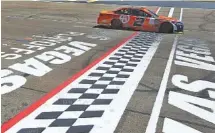  ?? AP PHOTO/ISAAC BREKKEN ?? Brad Keselowski drives past the start/finish line at Las Vegas Motor Speedway during the NASCAR Cup Series playoff opener on Sunday.