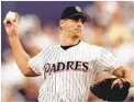  ??  ?? The Padres’ Kevin Brown pitches in Game 4 of the 1998 World Series against the New York Yankees at Qualcomm Stadium.