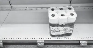  ?? Getty Images ?? Public panic buying during the coronaviru­s crisis has resulted in shortages of several products, including toilet paper.