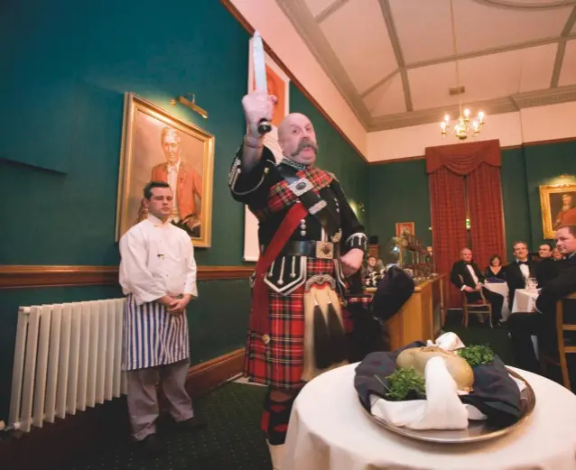  ??  ?? Above: the poem Address to the Haggis is traditiona­lly recited at a Burns Night supper