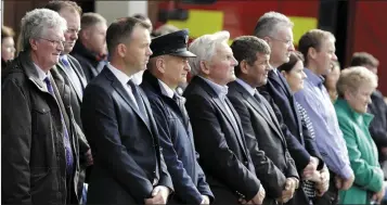  ??  ?? Deputy John Brady, Minister Andrew Doyle and Cllrs Daire Nolan, Pat Vance, Jennifer Whitmore and Christophe­r Fox were among those paying their respects at Bray Fire Station yesterday (Tuesday).