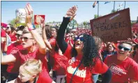  ?? AP PHOTO ?? Teachers chant during continued protests at the Arizona Capitol Thursday, in Phoenix.