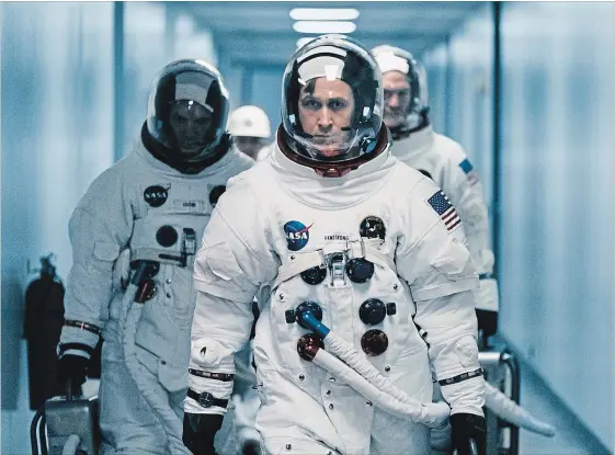  ?? DANIEL MCFADDEN THE ASSOCIATED PRESS ?? Ryan Gosling stars in ‘First Man’ as Neil Armstrong, the first astronaut to step out on the lunar surface. It’s a heart-stirring, nerve-jangling trip writes Justin Chang.