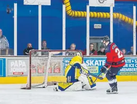  ?? ?? Austin Mitchell-King converts a penalty shot for Phantoms v Leeds.