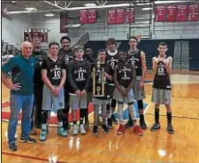  ??  ?? The St. Gabriel team, which won the CYO Region 30 basketball title, includes, from left, head coach Al Rolek, assistant coach Jim DiBattista, Robert Forbes, DeShawn Johnson, Damon Sturlazzi, Justin Stevenson, Patrick Brennan, Gavin Walls, Ohfame...