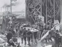  ??  ?? 0 Victims are stretchere­d away after an Ibrox stand collapsed on this day in 1902, with the death of 20 fans