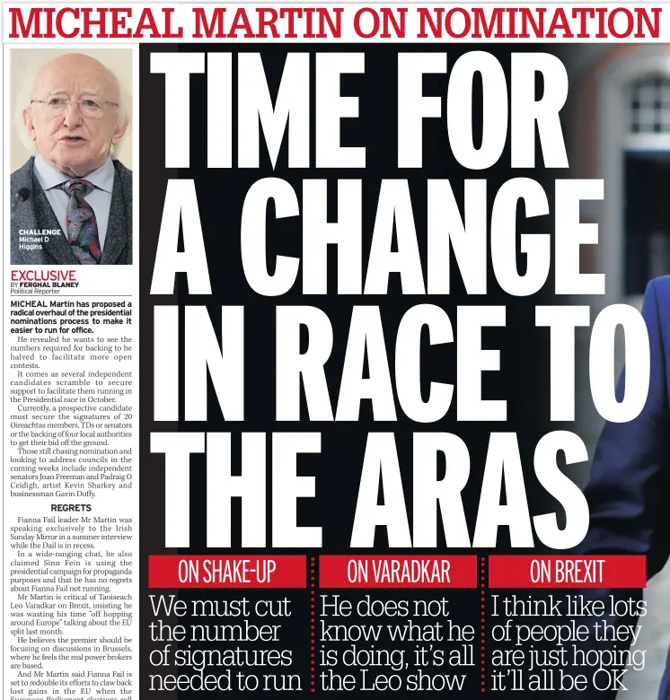  ??  ?? CHALLENGE Michael D Higgins