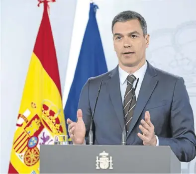  ?? EL PERIÓDICO ?? Pedro Sánchez, en la comparecen­cia de ayer en la Moncloa.