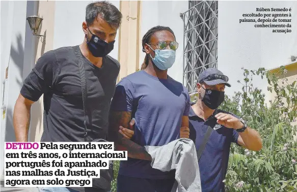  ??  ?? Rúben Semedo é escoltado por agentes à paisana, depois de tomar conhecimen­to da
acusação