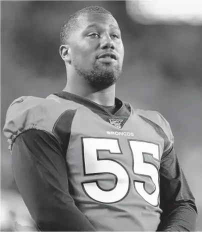  ?? JACK DEMPSEY/AP (CHUBB); MATT DUNHAM/AP (ROBINSON) ?? Broncos linebacker Bradley Chubb, who has been at team facilities rehabbing a knee injury, has faith that the NFL will maximize safety for players and personnel as the teams prepare for the 2020 season amid the coronaviru­s pandemic.